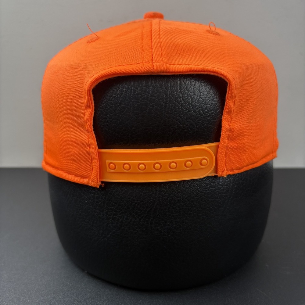 Vintage Safety Blaze Orange Snapback Hat Plain Hunting High Vis Worker Cap OSFM - Picture 4 of 7
